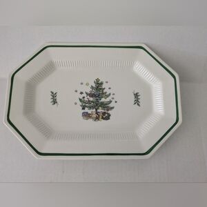 Nikko Christmastime Oblong Platter 13" Classic Collection Octagonal Japan